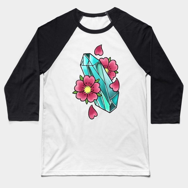 Crystal Flowers Baseball T-Shirt by Luckyponytattoo